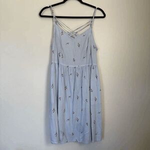 SO Blue Striped Floral Midi Dress